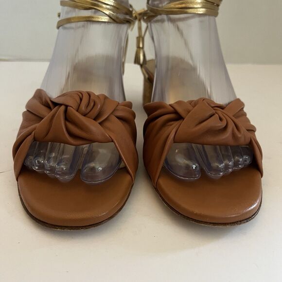 Clorinda Antinori Italy Leather Lace Up Knot Block Heel Sandal Shoes SZ 36 US 5 - Picture 3 of 10